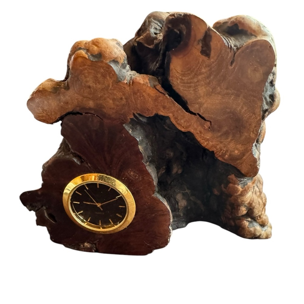 Signed‎ Charles Elkan Live Edge Wood Mini Quartz Clock